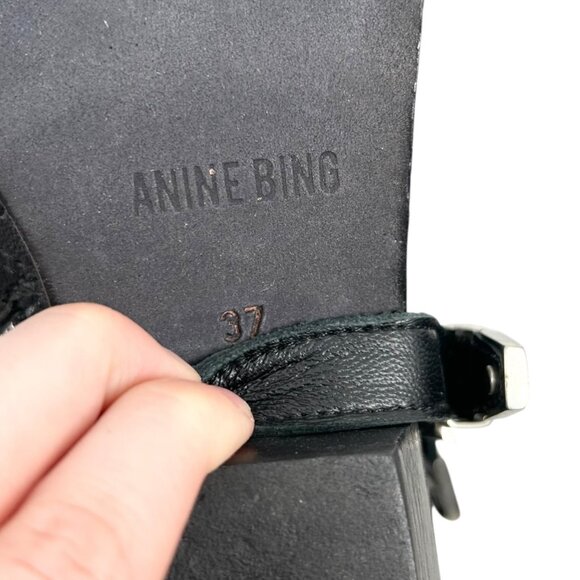 Anine Bing Bianca Black Studded Buckle Ankle Boots - Picture 9 of 13